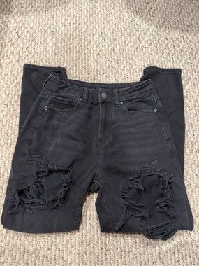 American eagle dark grey denim mom jeans